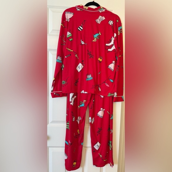 Kate Spade Red Winter Print Pajama Set Size Large - Picture 2 of 10